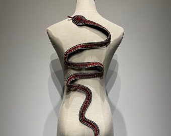 Taylor Red Sequin Snake Patch - Reputations Concert Inspired - Rhinestone Snake applique for the Eras tour outfit