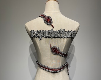 Glittering Rhinestone Snake Patch for Concert costume Sparkling letter Applique