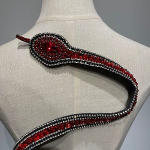 Taylor Red Sequin Snake Patch Reputations Concert Inspired Rhinestone Snake applique for the Eras tour outfit image 5