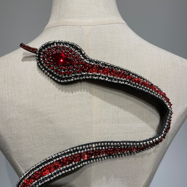 Taylor Red Sequin Snake Patch Reputations Concert Inspired Rhinestone Snake applique for the Eras tour outfit image 5