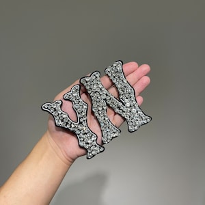Parche de Nueva York con diamantes de imitación hecho a mano: aplique de letras brillantes para adornar chaquetas.