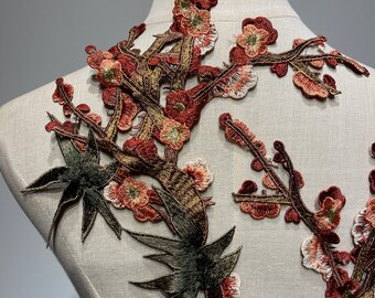 Ecusson Fleur Patchs Brodés Fleurs De Prunier - Lot De 6 (3 Modèles) - À Coudre Ou Repasser Mercerie Patch Thermocollant