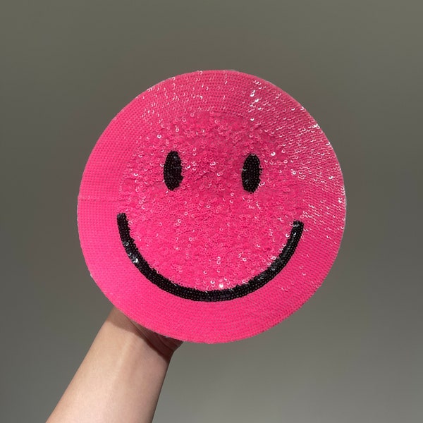 Écusson thermocollant grand smiley à paillettes - Brillez et scintillez partout où vous allez !