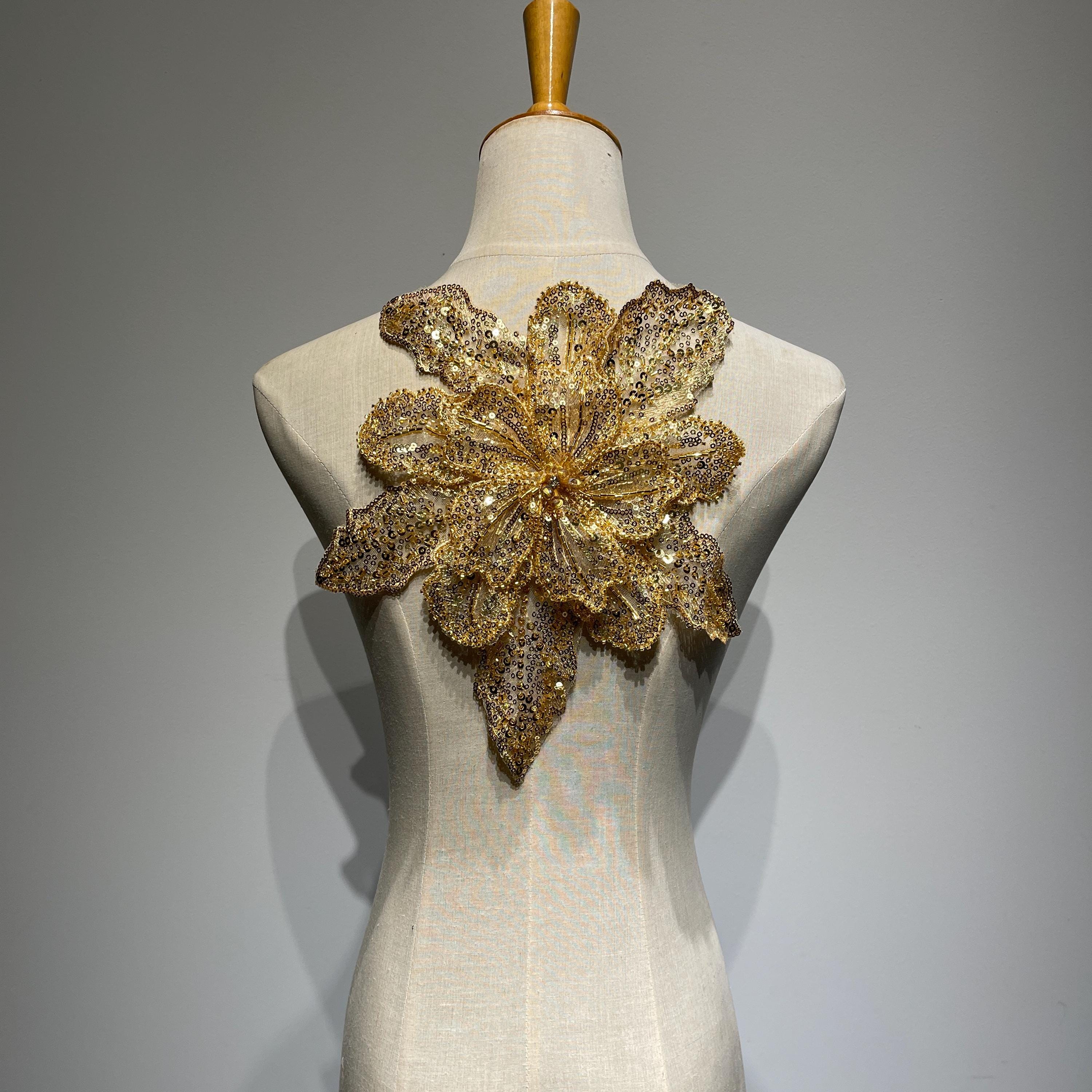 gold flowers for dress Black Mermaid Formal Gown 24327 with Gold Flowers Black/Gold / 4 main image 0
