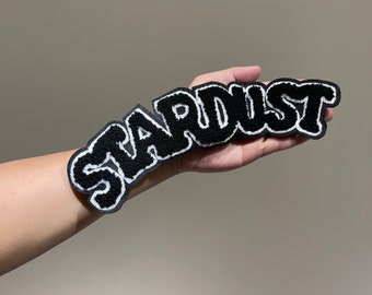 Large Black Stardust long letter Sew on patches  for clothes or t-shirt Applique decoration DIY fashion