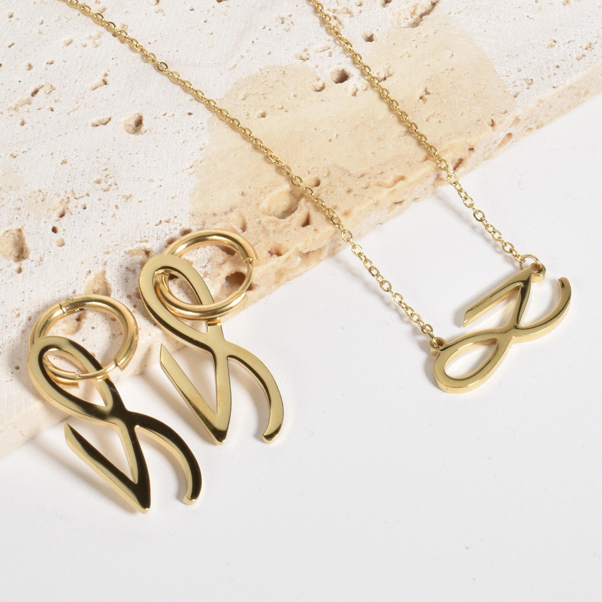BTS Jungkook Golden Necklace & Earrings Set | Jungkook Merch