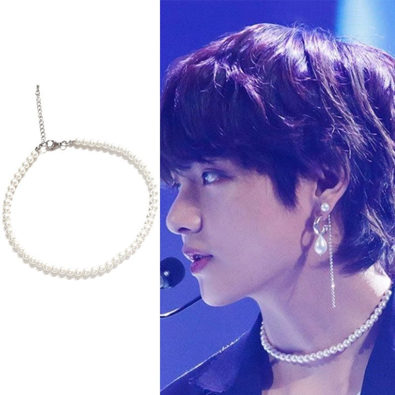 Pearl Necklace With BTS V BTS Merch Kpop Gift for ARMY 