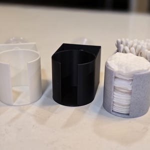Elegant 3D-Printed Facial Cotton Pad & Q-Tip Holder – Mirror or Countertop Option