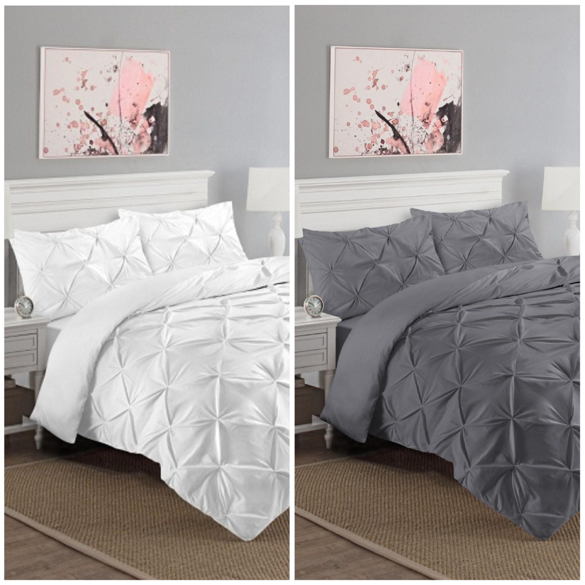 100 Cotton Pintuck Duvet Cover Set Bedding Sets Double King Super King