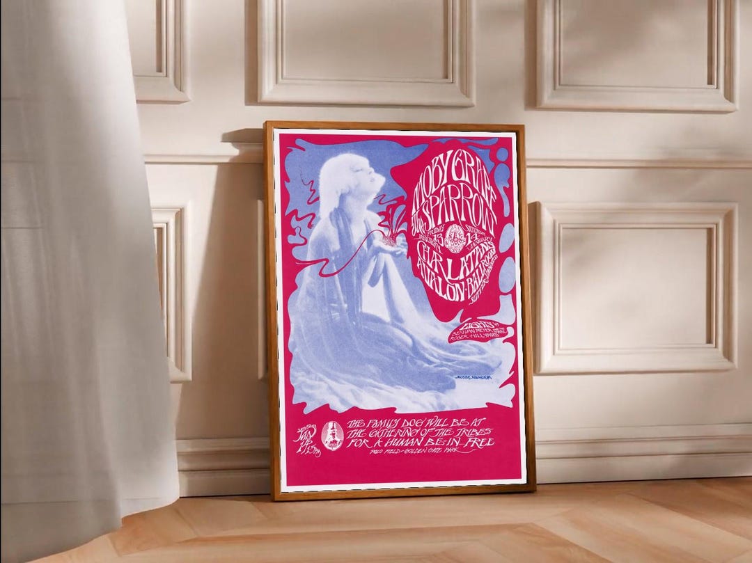 Vintage Psychedelic Rock Poster 60s Groovy Swirl Lettering Print Retro ...