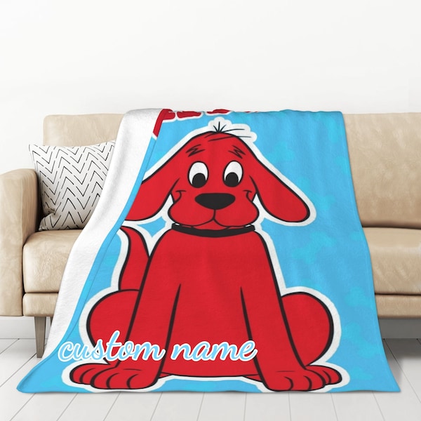 Custom Name Blanket Clifford the Big Red Dog Tapestry Personalized Blankets Birthday Gift Customized DIY