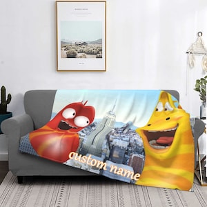 Manta con nombre personalizado, tapiz de la serie de televisión Larva, mantas personalizadas, regalo de cumpleaños, bricolaje personalizado