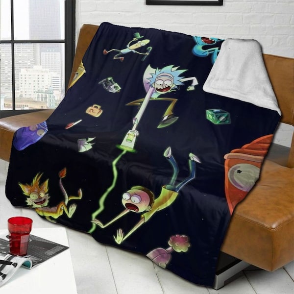 Custom Name Blanket Cartoon Anime Rick And Morty Tapestry Personalized Blankets Birthday Gift Customized DIY