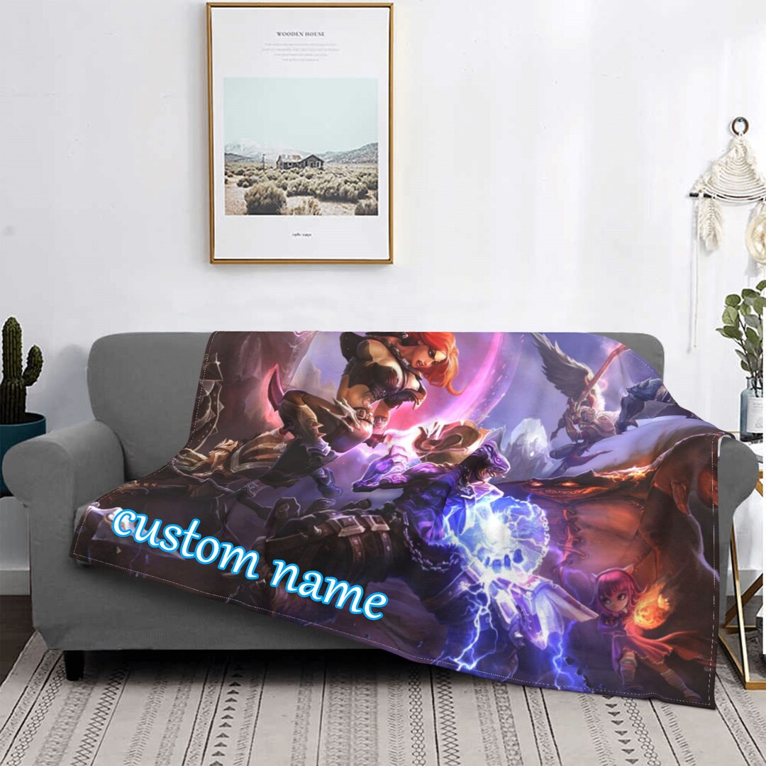 Custom Name Blanket LOL League of Legends Game Tapestry Personalized Blankets Birthday Gift