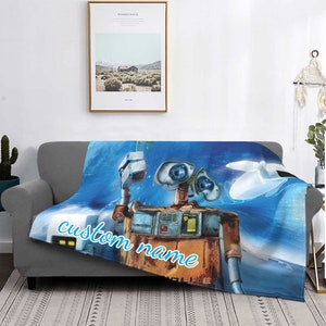 Couverture avec prénom personnalisé Tapisserie Disney WALL·E Couvertures personnalisées Cadeau d'anniversaire DIY personnalisé