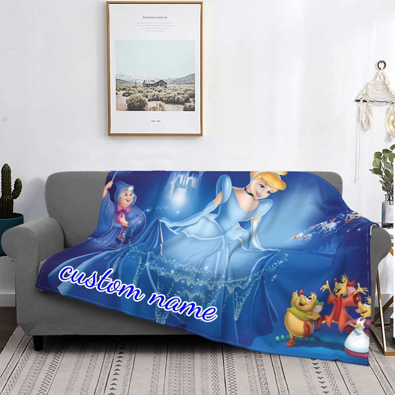 Custom Name Blanket Disney Cinderella Tapestry Personalized Etsy