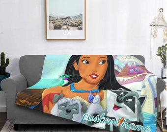 Custom Name Blanket Disney Pocahontas Tapestry Personalized Blankets Birthday Gift Customized DIY