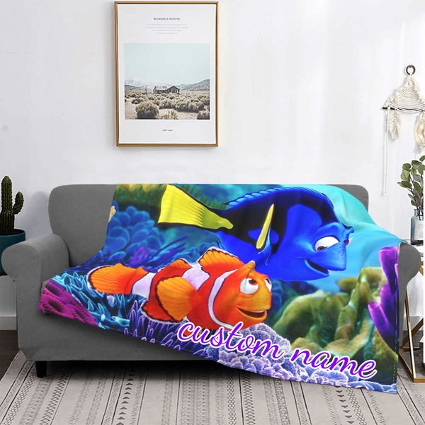 Benutzerdefinierte Namensdecke Disney Findet Nemo Gobelin personalisierte Decken Geburtstagsgeschenk personalisiert DIY