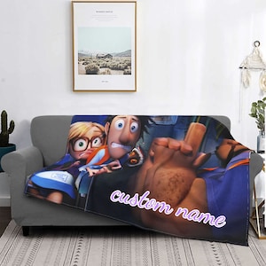 Cobertor com nome personalizado nublado com chance de almôndegas tapeçaria cobertores personalizados presente de aniversário personalizado diy