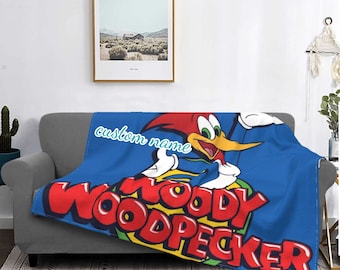 Custom Name Blanket Woody Woodpecker Tapestry Personalized Blankets Birthday Gift Customized DIY