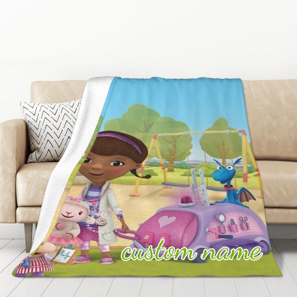 Nom personnalisé Couverture Disney Doc McStuffins Tapisserie Couvertures personnalisées Cadeau d’anniversaire DIY personnalisé