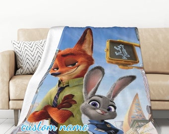 Custom Name Blanket Disney Zootopia Tapestry Personalized Blankets Birthday Gift Customized DIY