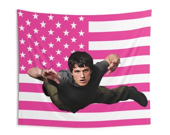 Josh Hutcherson Meme Flying Tapestries, Josh Hutcherson Pink Flag, Josh Hutcherson Indoor Wall Tapestries