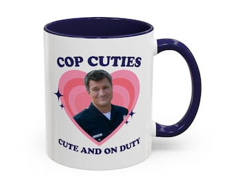 Cop cuties, cute n' on duty fan girl Mug, John Nolan Cop Cuties Accent mug, Cop Cuties Mug