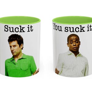 Shawn and Gus "Suck It" Colorful Mugs (11oz, 15oz), Psych Accent Mug, Suck It Psych Mug