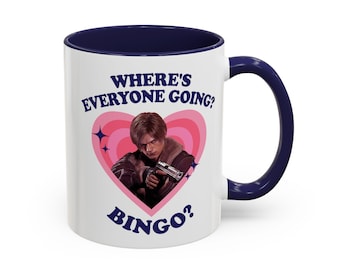 Leon Kennedy Where's Everyone Going? Bingo? Mug, Leon Kennedy Accent mug, Leon Kennedy RE9 Mug