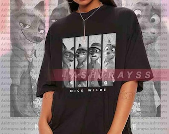 Nick Wilde vintage black and white shirt, Sweater, Nick Wilde Zootopia Tee, Sweatshirt