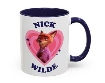Nick Wilde retro heart Accent Coffee Mug (11oz), Nick Wilde Zootopia mug