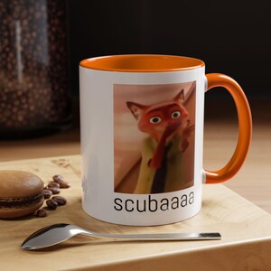 Scuba meme Accent Coffee Mug (11oz), Funny Nick Wilde Zootopia Meme image 2