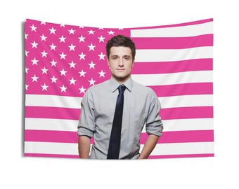 Josh Hutcherson Tapestries, Josh Hutcherson Pink Flag, Josh Hutcherson Indoor Wall Tapestries