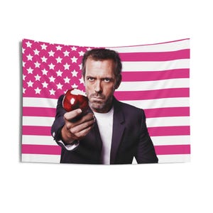 Dr. House 屋内用壁掛けタペストリー、House MD ピンクフラッグ