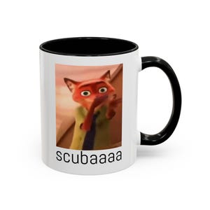 Scuba meme Accent Coffee Mug (11oz), Funny Nick Wilde Zootopia Meme image 1