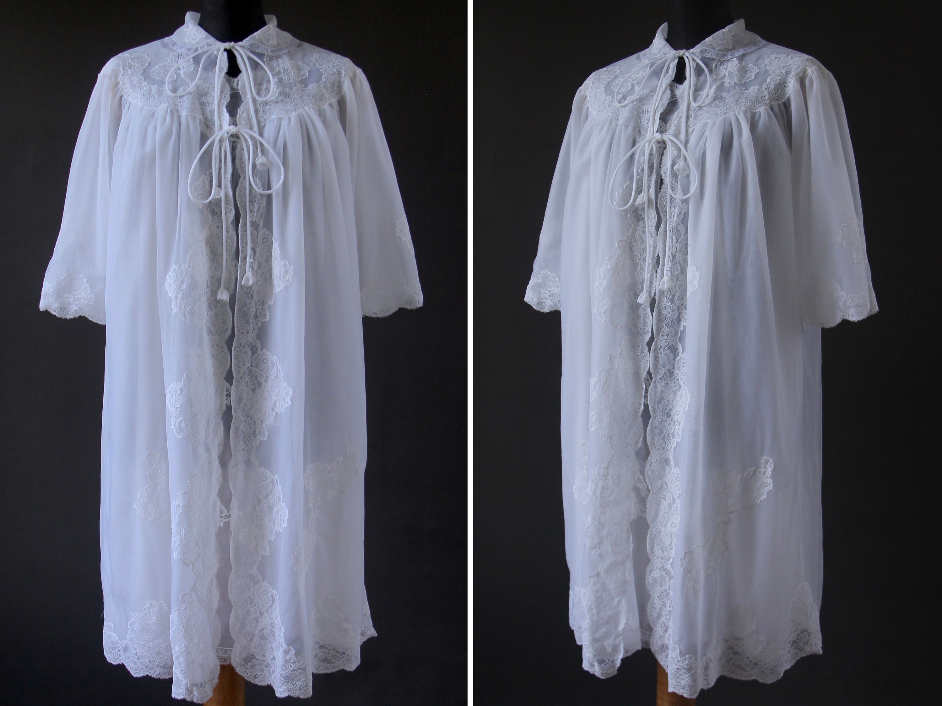 1960s White Babydoll Nightgown with Matching Peignoir