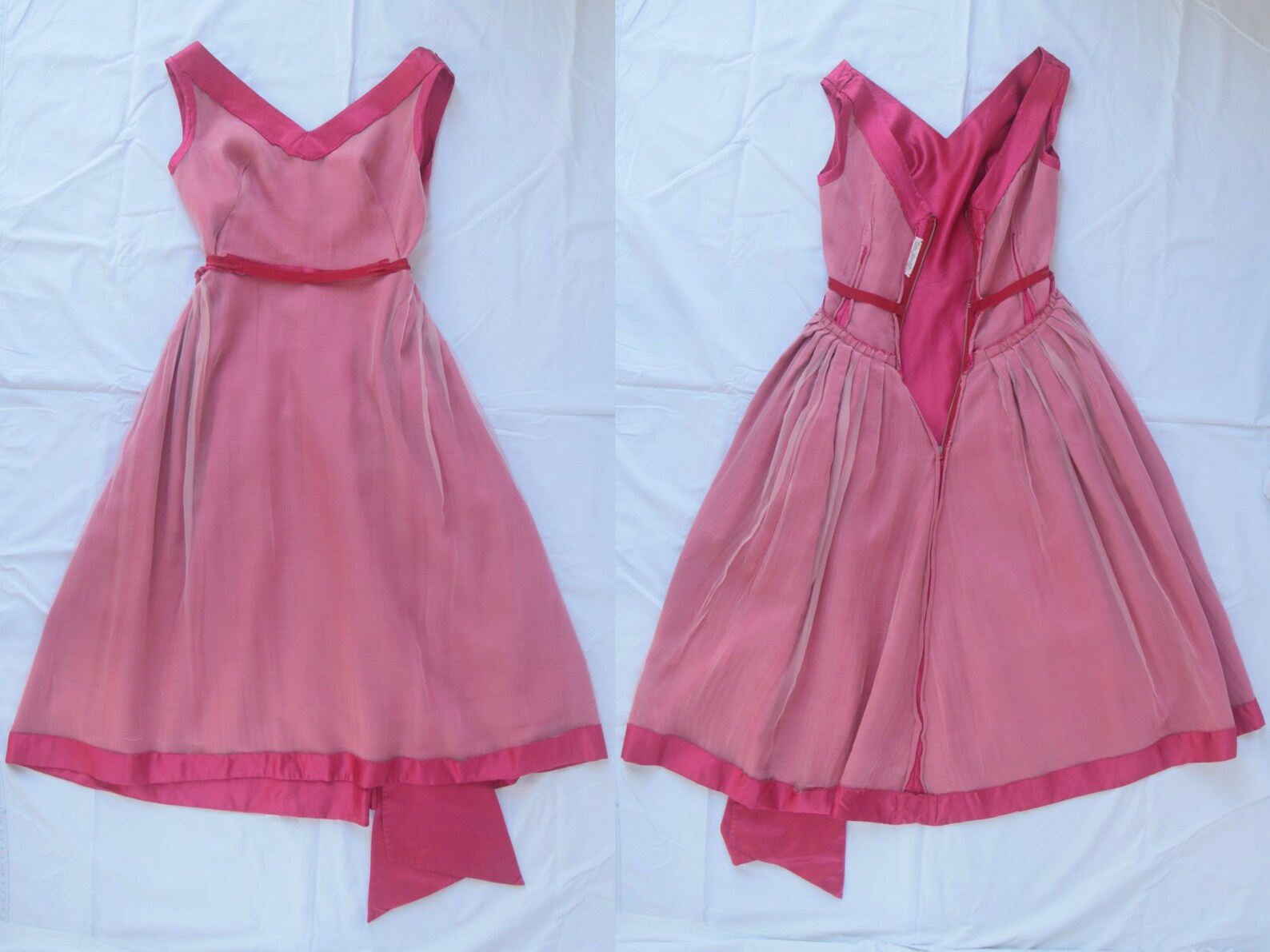 1950s Blush Silk Ribbon & Net Dress main image 1