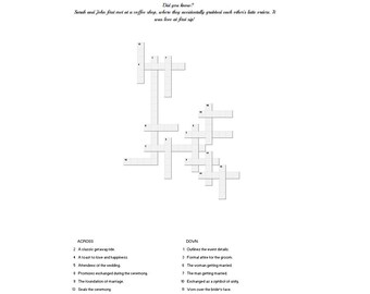 "Hochzeits-Kreuzworträtsel, Hochzeitspaar, Hochzeitsapplikation, Hochzeitspaar, 21x18"" PDF Download."