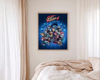 Indie stripstijl geïnspireerde poster kleurrijk retro animatie muurkunst speels popcultuur esthetische print custom persona