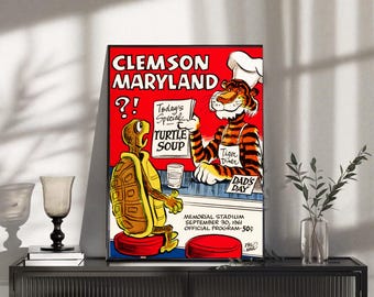 historische universiteitsgame uit 1961 kunstdruk maryland moerasschildpadden bij clemson tigers