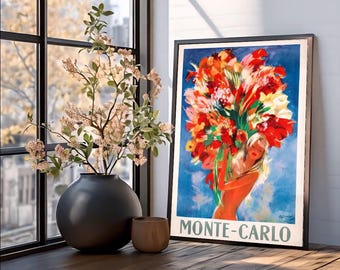 monaco montecarlo vintage reisposter retro franse riviera muurkunst print klassiek kustdecor