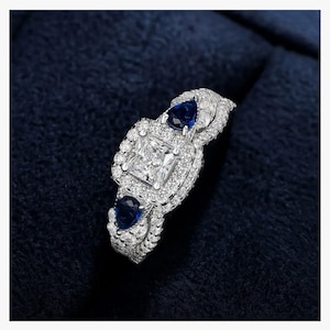 Vera Wang Love Royal Princess Cut 1.50 CT diamanten halo verlovingsringen set voor vrouwen eeuwige liefde ring prinses bruids halo trouwring