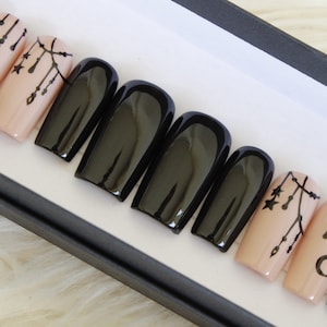 Witchy Halloween Press On Nail Set - Black Drapery Press On Nails