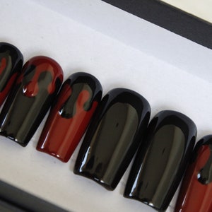 Black and Red Drip Press On Nails - Halloween Drip Press On Nail Set