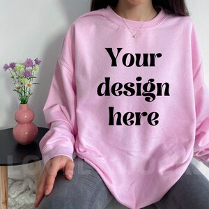 Gildan 18000 mockup | Gildan light pink sweatshirt mockup | simple mockup | minimalist mockup