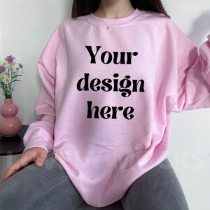 Gildan 18000 mockup | Gildan light pink sweatshirt mockup | simple mockup | minimalist mockup