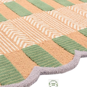 Matilda Goad Hand Tufted Plaid Rug and Irregular Shape Woolen Handmade Area Rug For Home Aesthetics Colorful Handwoven Indoor For Any Room