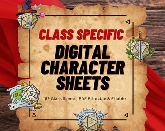 Class Specific Character Sheet 5e | 9 A4 Editable PDFs for Dungeons and Dragons