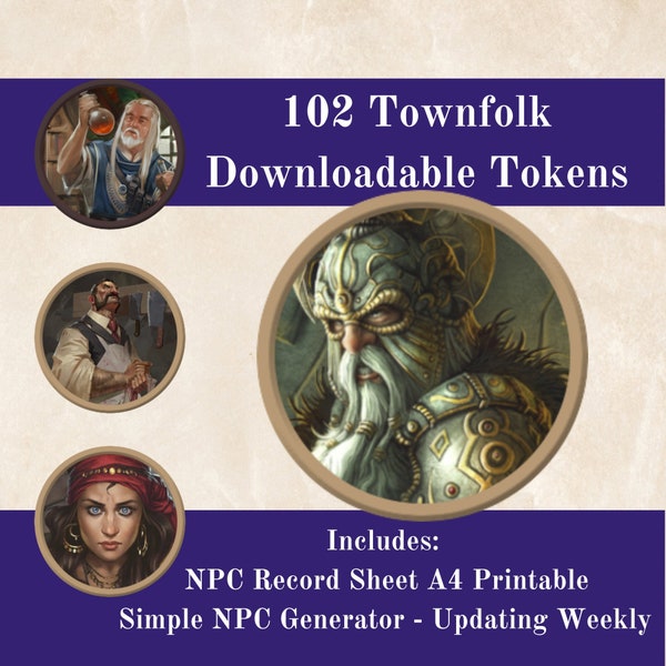 101 DnD NPC Tokens - Downloadable | Dungeons & Dragons Token | Roll20 | Foundry VTT | Fantasy Grounds | Battle Map Tokens